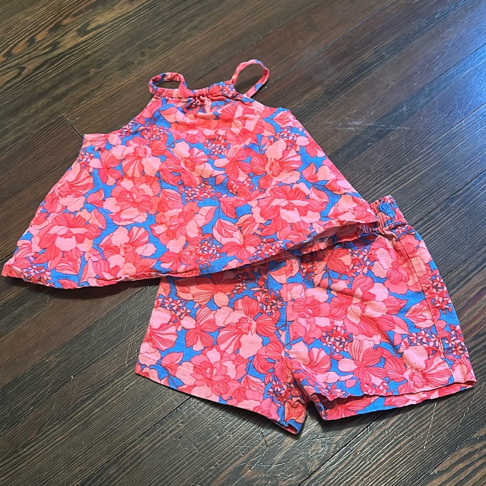 GAP Hawaiian Floral - Pinks & Blue, Linen with Cotton lining